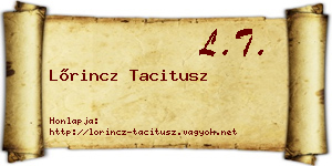 Lőrincz Tacitusz névjegykártya